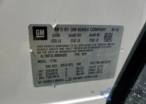 2021 Chevrolet Trailblazer Rs z USA, uszkodzony, nr VIN KL79MTSL4MB066093